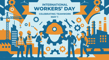 Naklejka premium International Workers Day May 1 Celebration Vector Illustration