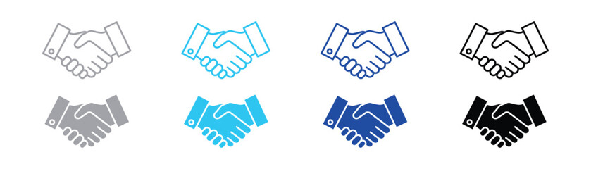 Contrasting handshake icons one outline and one solid silhouette symbolizing partnership and deals handshake partnership agreement business collaboration teamwork contract greeting © SilentSmog