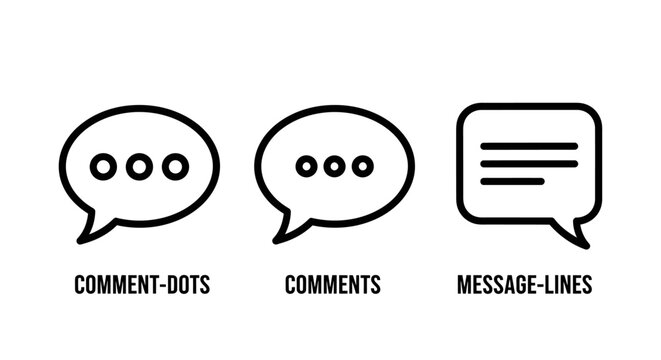 Comment dots comments message lines chat bubble icons for digital communication with social media line art thin line quick reply interface design web design UI elements user experience