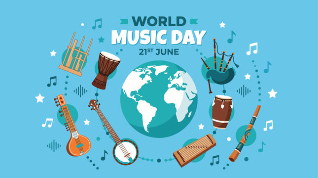 Global Rhythm Traditional Instruments World Music Day Vector Banner