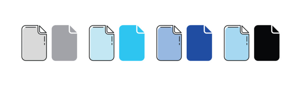 Rounded corner paper icons light blue and solid blue vector illustration document template business information interface logotype navigation stationery structure illustration