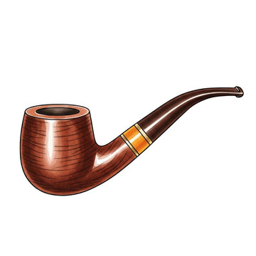 Illustration of a classic wooden tobacco pipe