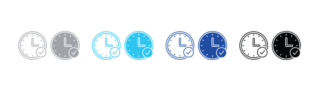 Clocks with check marks one white and one black vector illustration vectorial illustrated graphicdesign vectorart illustrationart minimalist simplicity designart