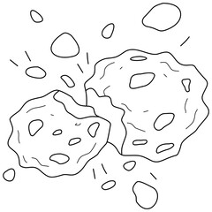 Meteorites and Falling Planet Fragments in Outer Space Coloring Page © Rattanaporn