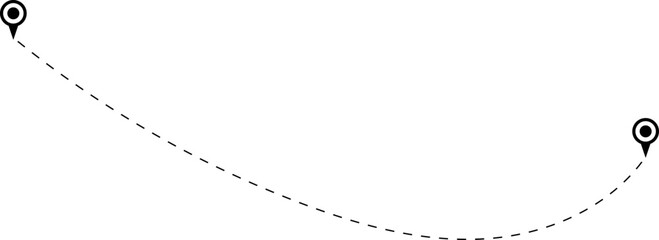 Naklejka premium Route icon. Two points with dotted path and location pin. Route location icon two pin sign and dotted line. Vector illustration for game UI, web or graphic design or presentations.