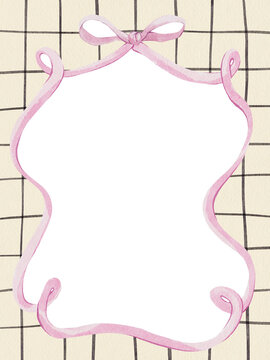 Watercolor checkered patterned bow frame