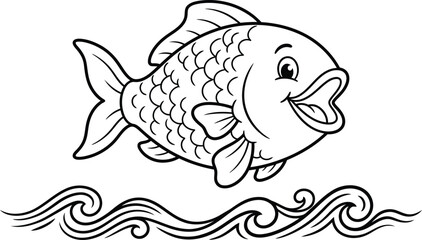 Smiling koi fish swimming in wavy water © Shohag