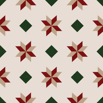 Seamless retro mid century modern holiday star geometric pattern