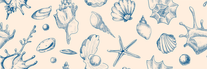 Seashells Seamless Background © klyaksun