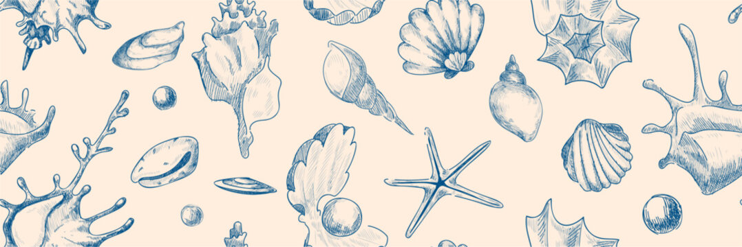 Seashells Seamless Background