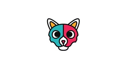 Fototapeta premium Cute bi color cat head logo design