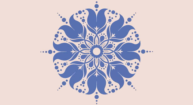 Blue floral mandala design, decorative background, bohemian pattern
