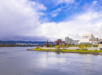 Fototapeta premium Spring landscape of the city of Krasnoyarsk.
