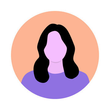 Female profile avatar minimalist design peach and lavender color scheme isolated on transparent background