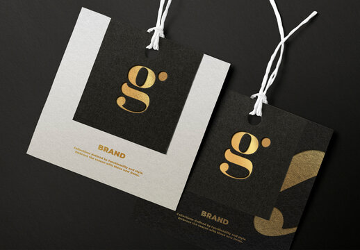 Elegant Black And Gold Tags Mockup PSD