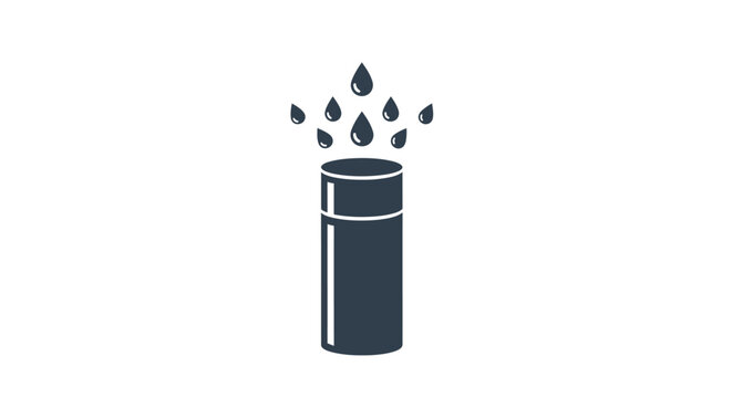 Illustration of a spray can releasing droplets.