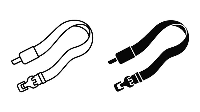 Black and white illustration of two identical cable straps with buckle and prong fastener