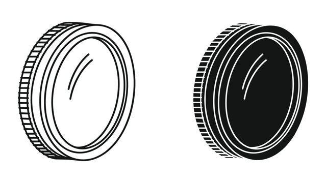 Black and white camera lens icons on a white background