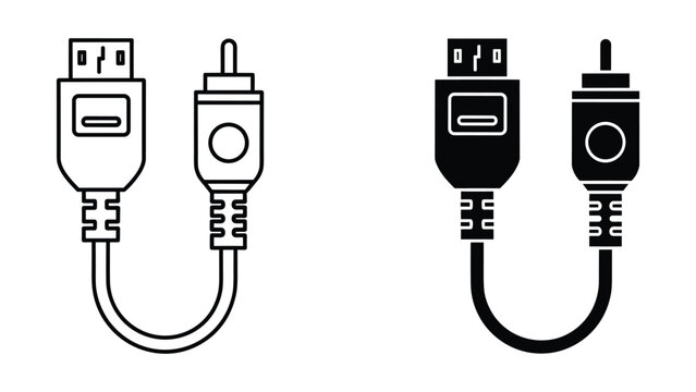 Vector illustration of usb cables with different plug types on white background