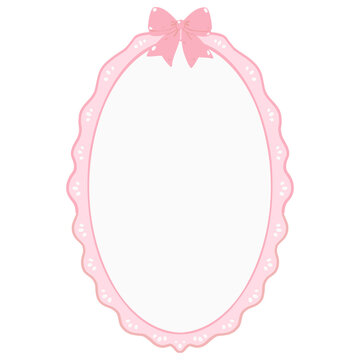 Pink Oval Frame With Bow