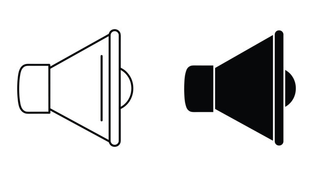 Vector illustration of two megaphone icons in black and white on isolated white background for communication and announcement concepts