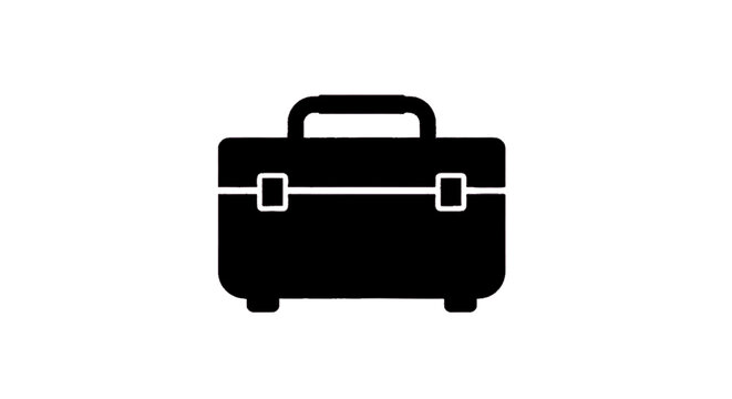 Minimal black silhouette icon, simple flat vector, bold black shape, no, no shading black toolbox icon on a, flat icon style