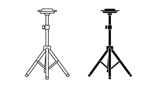 Vector illustration of two tripod stands with different line styles on white background