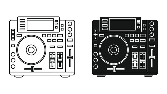 Dj controllers with various buttons and knobs on a pure white background for music mixing and performance