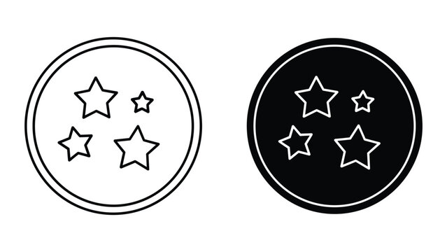 Black and white star icons in circle isolated on white background