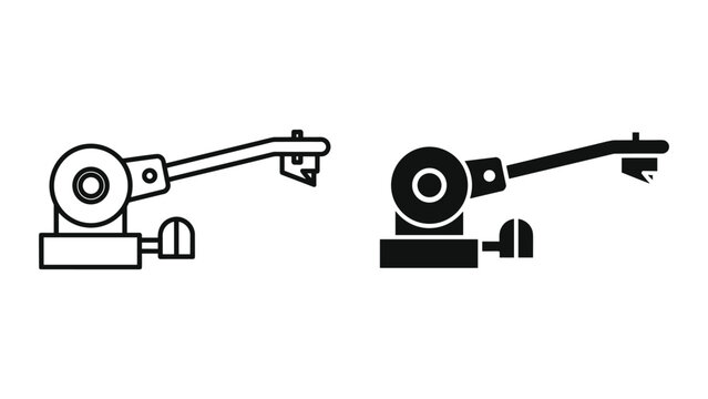 Vector illustration of two turntable tonearms in black and white