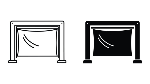 Vector illustration of two projector screens in black and white on white background