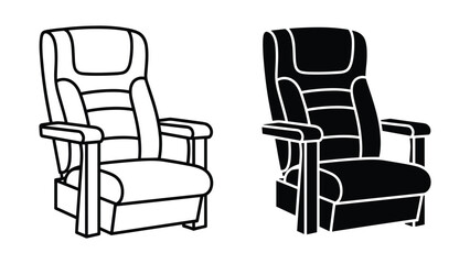 Obraz premium Vector illustration of two recliner chairs in black and white on a white background