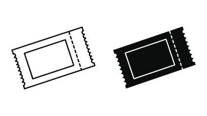 Fototapeta premium Two blank ticket stubs with perforated edges and rectangular shapes in black and white