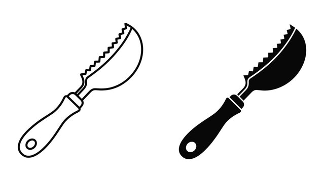 Vector illustration of two pizza cutters in black and white isolated on white background