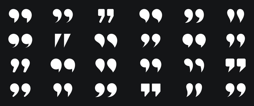 Vector black quote icon set. Quote Icon Object. Quote marks icon, speech marks, inverted commas or talking marks collection.