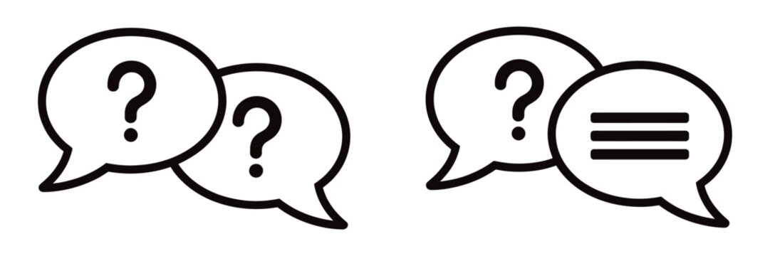 Questions and Answers Icon Flat Illustration Set Logo Representing FAQ, Help Center, Support, and Information Concept Vector Illustration