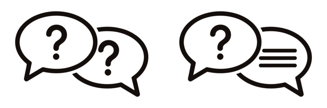 Questions and Answers Icon Flat Illustration Set Logo for FAQ, Help Center, and Customer Support Concept Vector Illustration