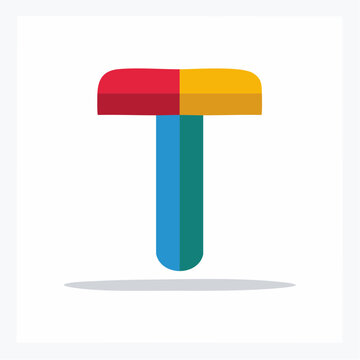 Abstract T-shaped object with colorful segments