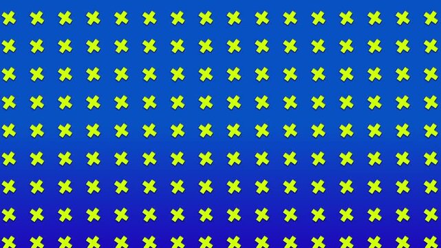 Animated Pattern of Rotating Yellow Plus Signs on Blue Background