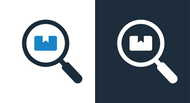 Magnifying glass search box blue icon: Solid vector icons - Clipart, sticker - icon set - Editable modern style icon