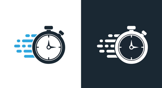 Fast time clock speed motion icon set: Glyph and solid icon set - Icon vector - Editable line icons. Vector illustration