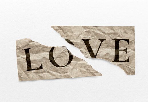 Torn Paper Mockup Reveals Love Text PSD