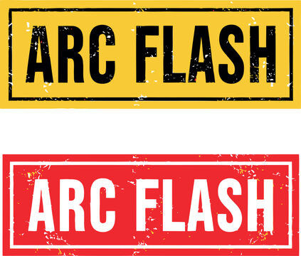 Arc Flash Warning Sign Set in Yellow and Red Distressed Style