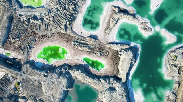 4K aerial video overlooking natural scenery of Da Qaidam Emerald Lake
