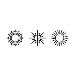 Fototapeta premium Three unique stylized sun iconography designs outline.