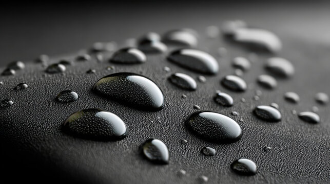Water droplet macro surface closeup texture reflection black shiny detail moisture create dramatic abstract pattern