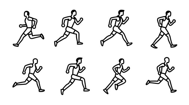 Animated Sequence of a Male Runner in Motion Showcasing Different Running Positions