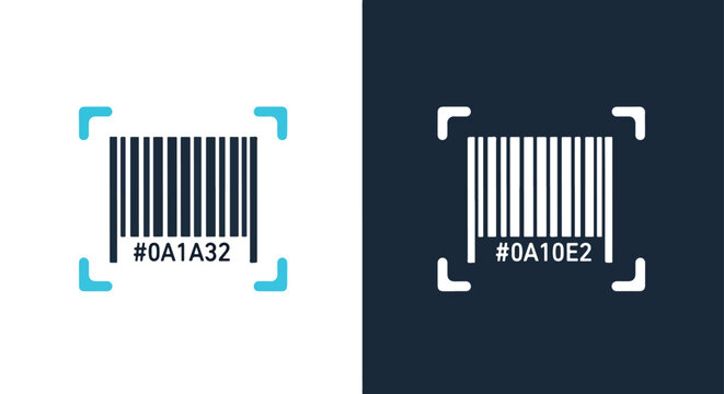 Bar code scanner frame target icon set: Solid vector icons - Clipart, sticker - icon set - Editable modern style icon