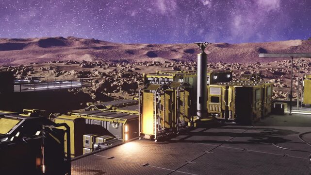 maintenance drones repairing external module under starlit sky, robotic arms and inspection cameras engaged, emergency protocol active with tether lines