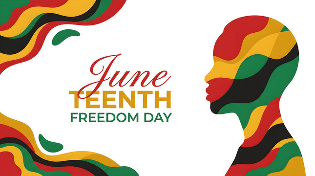 Juneteenth Celebration with Colorful African American Silhouette and Freedom Theme